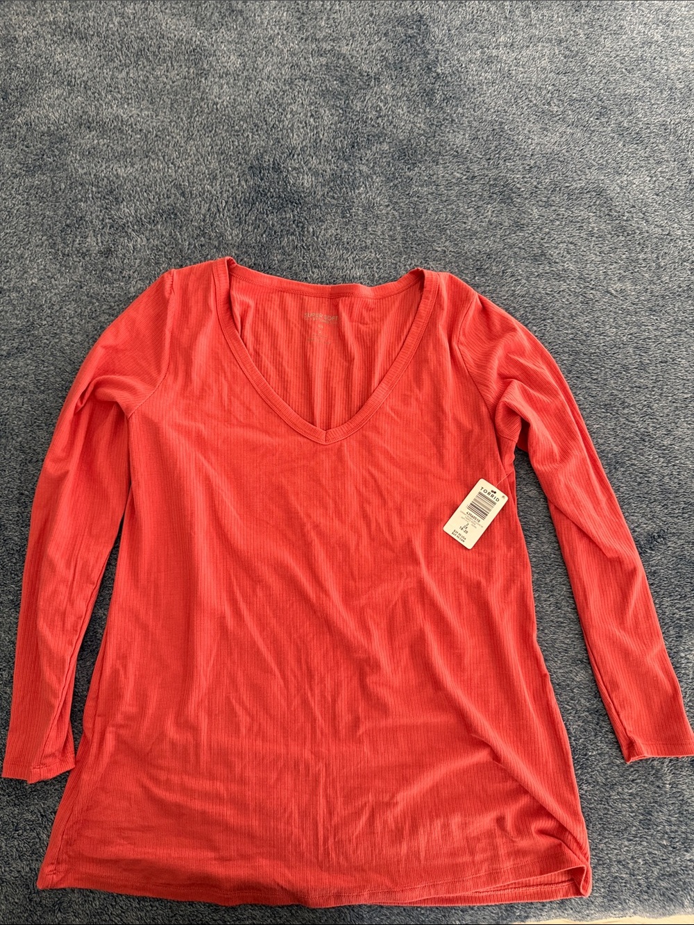Women’s V-Neck Long Sleeve Top - Salmon Pink
